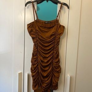 Brown rutched shein dress brand new